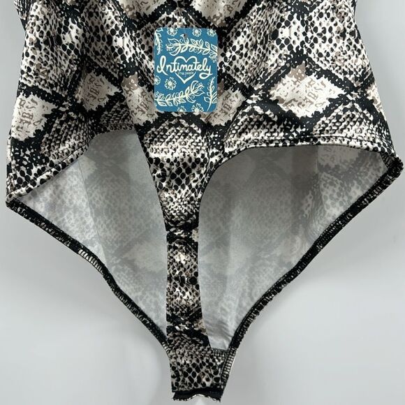 Free People Grey Snake Combo Bodysuit Small New With Tags - Picture 5 of 9